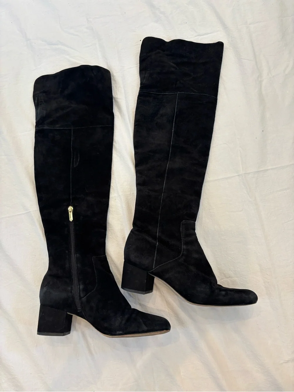 Sam Edelman Black Suede Over-the-Knee Block Heel Boots